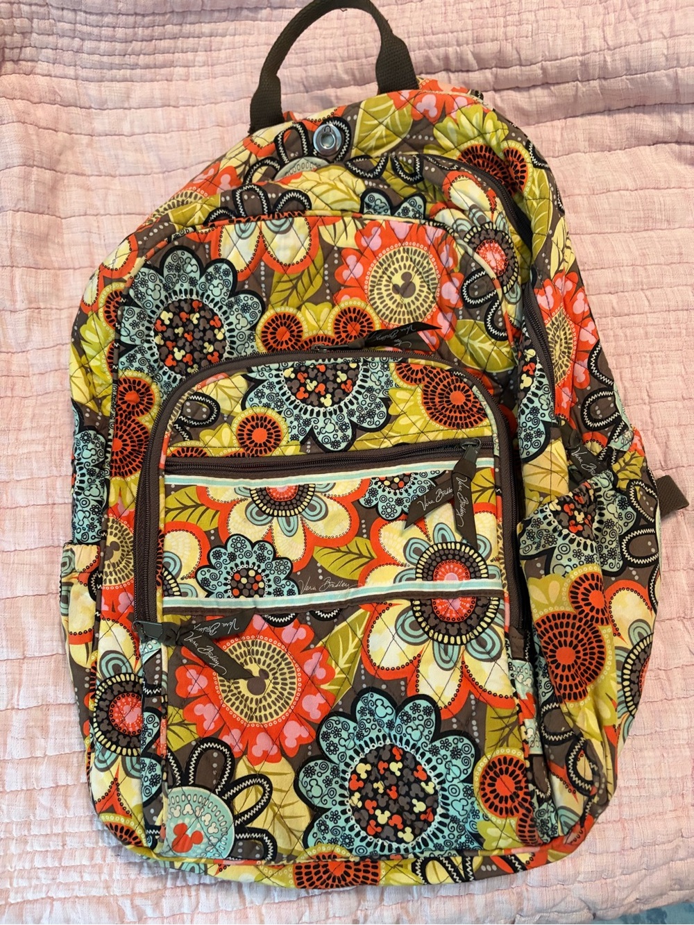Vera Bradley Yellow Multi Floral Quilted Backpack